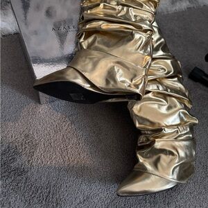 Glamorous Gold Heeled Boots for Women